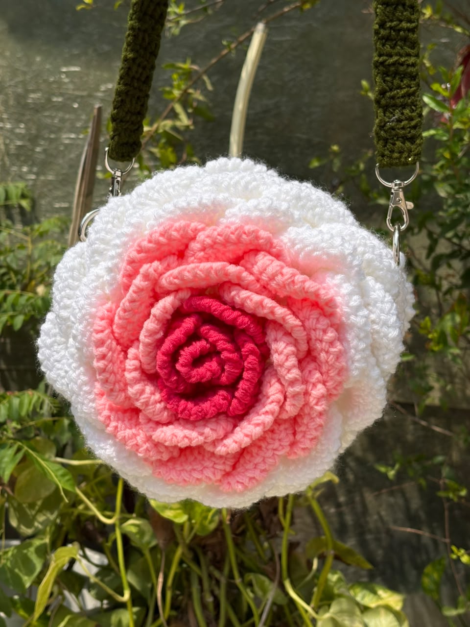 3D rose bag - White and pink