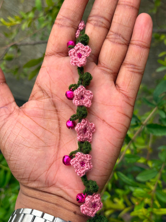 Pink cherry blossom anklet - pair