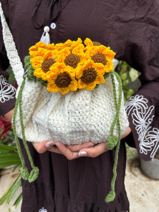 Sunflower hand bag white