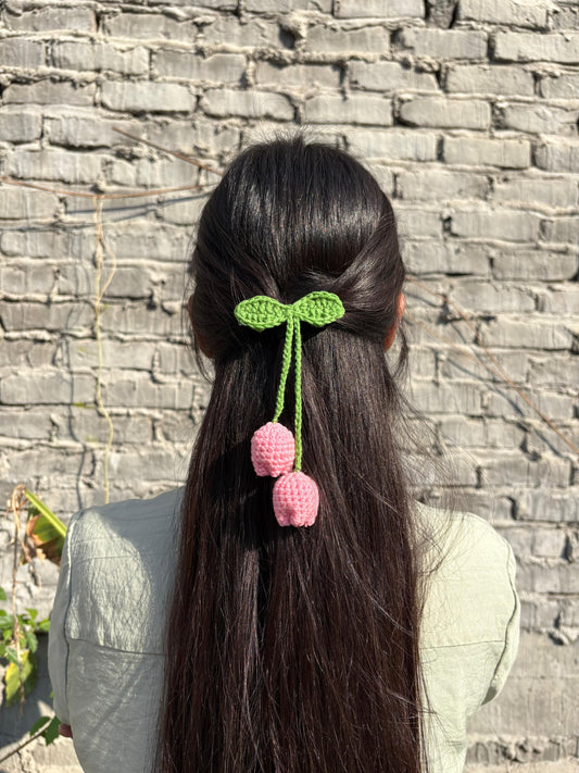 Pink Tulip hair clip