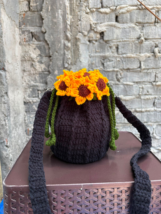 Sunflower potli bag with black bag
