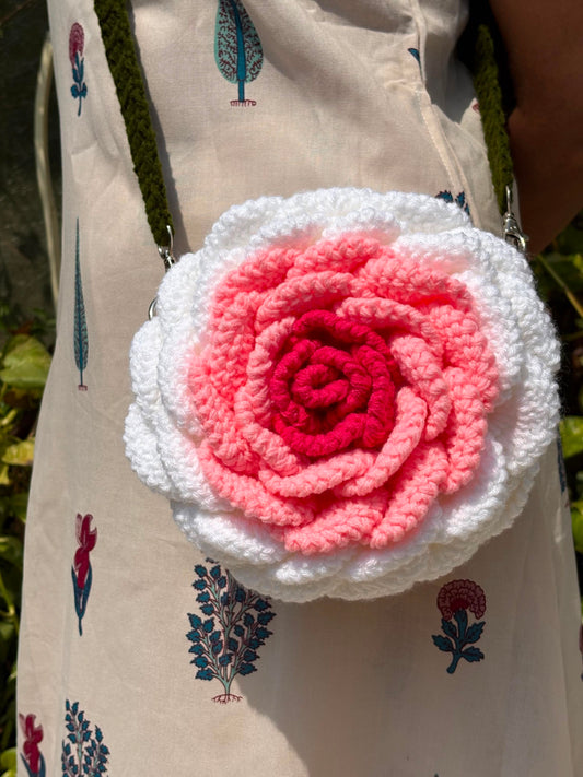3D Rose bag- White and pink