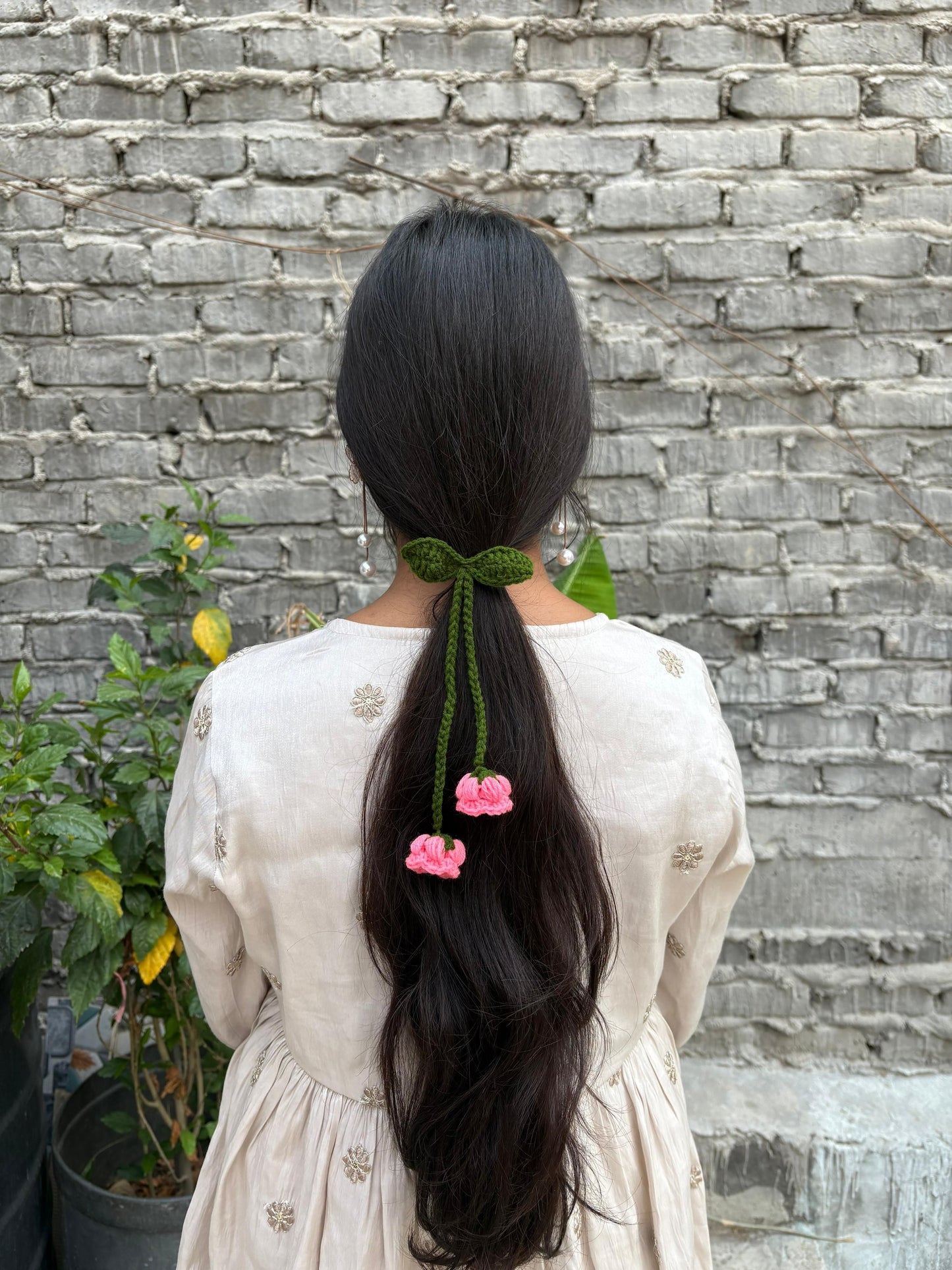 Pink Lotus hair tie