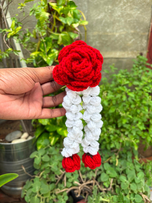 Rose gajra with lotus ends
